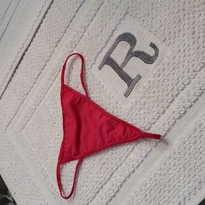 VINTAGE VICTORIA'S SECRET RED THONG W/BEADS SIZE MEDIUM
